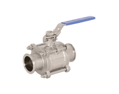 BV2GG-250CC-A Dixon Valve 2-1/2" 316 Stainless Steel Sanitary Non-Encapsulated 2-way 3 Piece Stainless Steel Ball Valve