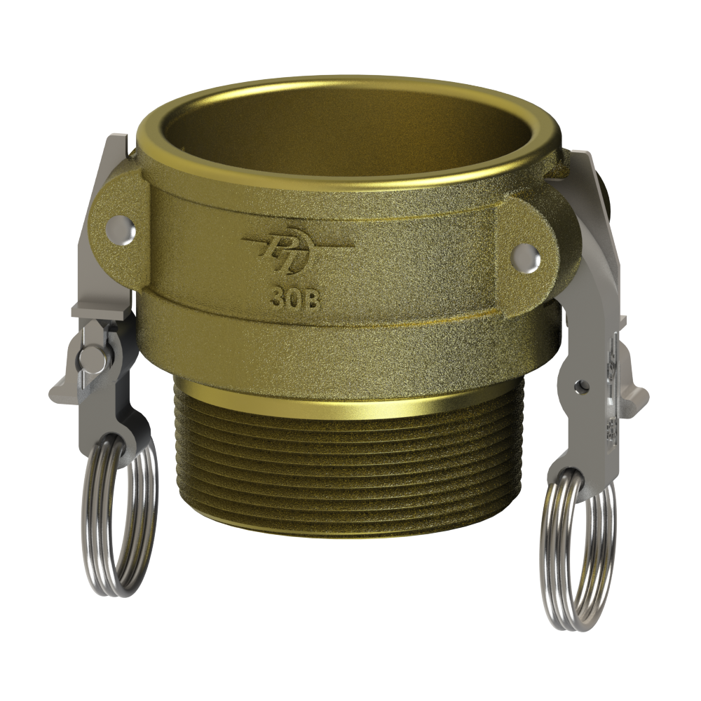 1290230L2 (30B SLII) by PT-Coupling | STA-LOK® II Cam & Groove Adapter | Type B | 3" Coupler x 3" Male NPT | Brass/SLS | Buna-N Seal