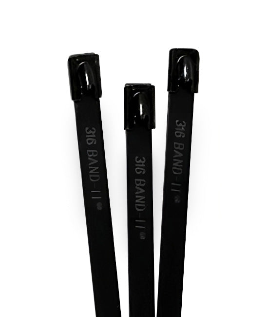 KT4B078-060 by Band-It | KT Standard Tie | 0.31" Width | 23.6" Length | 0.010" Thickness | Polyester/Epoxy Coated | 304 Stainless Steel | 100/Bag