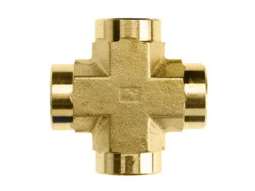 5652-04-04-04-04-B by Brennan Inc. | -04 Female Pipe x -04 Female Pipe x -04 Female Pipe x -04 Female Pipe | Cross | Brass