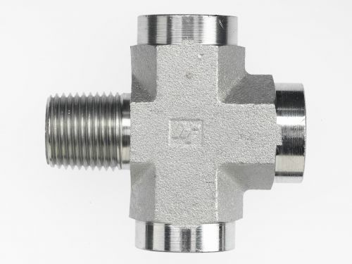 5655-16-16-16-16-FG by Brennan Inc. | -16 Male Pipe x -16 Female Pipe x -16 Female Pipe x -16 Female Pipe | Cross | Forged Steel