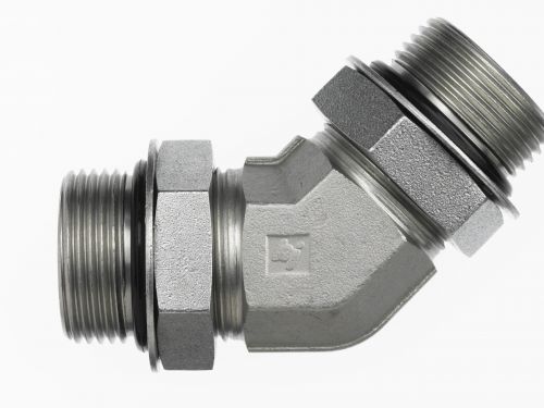 6808-06-06-NWO-FG by Brennan Inc. | -06 Male Adjustable O-Ring Boss x -06 Male Adjustable O-Ring Boss | 45° Elbow | Forged Steel