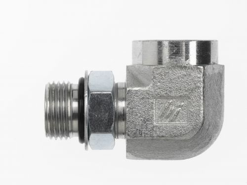 6815-04-04-NWO-SS by Brennan Inc. | -04 Male Adjustable O-Ring Boss x -04 Female O-Ring Boss | 90° Elbow | Stainless Steel