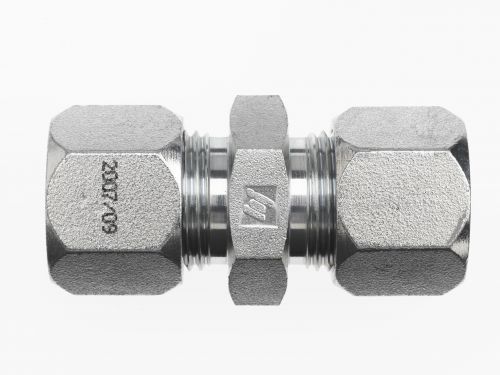 C2403-LH-12-12 by Brennan Inc. | -12 Bite Type x -12 Bite Type Tube Union | Large Hex | Straight | Steel