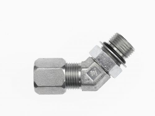 C6802-06-06-NWO-FG by Brennan Inc. | -06 Bite Type x -06 Male Adjustable O-Ring Boss | 45° Elbow | Forged Steel