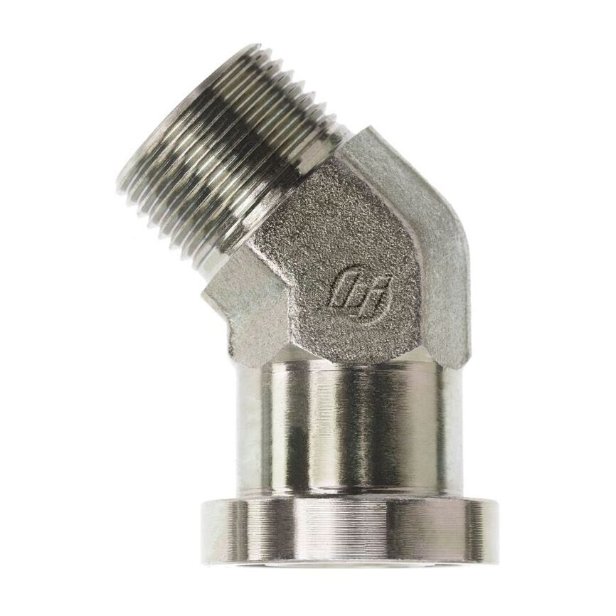 FS1703-12-16-FG by Brennan Inc. | -12 Male Face Seal x -16 Flange Code 61 | 45° Elbow | Forged Steel