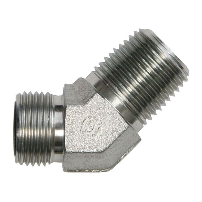 FS2503-04-04-FG by Brennan Inc. | -04 Male Face Seal x -04 Male Pipe | 45° Elbow | Forged Steel
