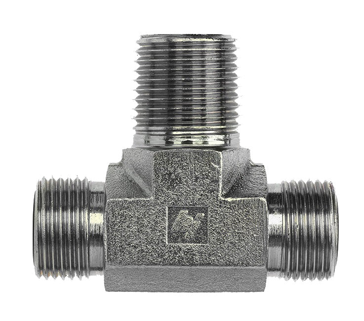 FS2601-04-04-04-SS by Brennan Inc. | -04 Male Face Seal x -04 Male Face Seal x -04 Male Pipe Branch | Tee | Stainless Steel