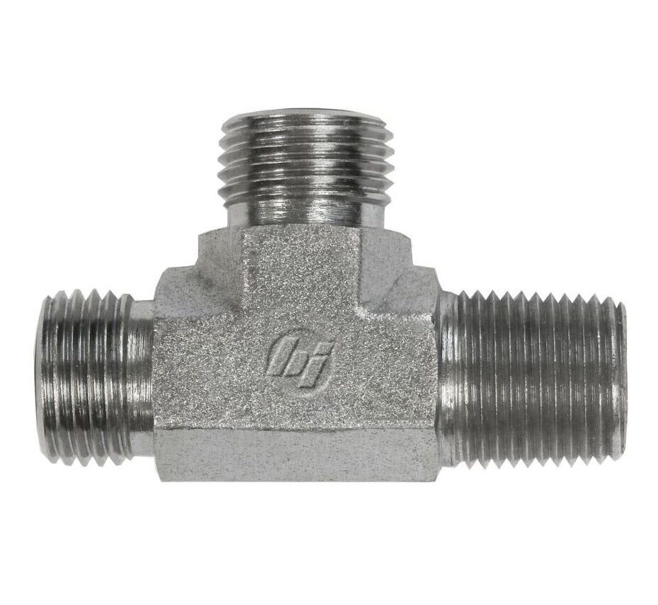 FS2605-06-06-06-FG by Brennan Inc. | -06 Male Face Seal x -06 Male Pipe x -06 Male Face Seal | Tee | Forged Steel
