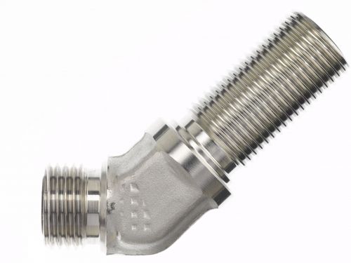 FS2702-16-16-FG by Brennan Inc. | -16 Male Face Seal x -16 Male Face Seal Bulkhead | 45° Elbow | Forged Steel
