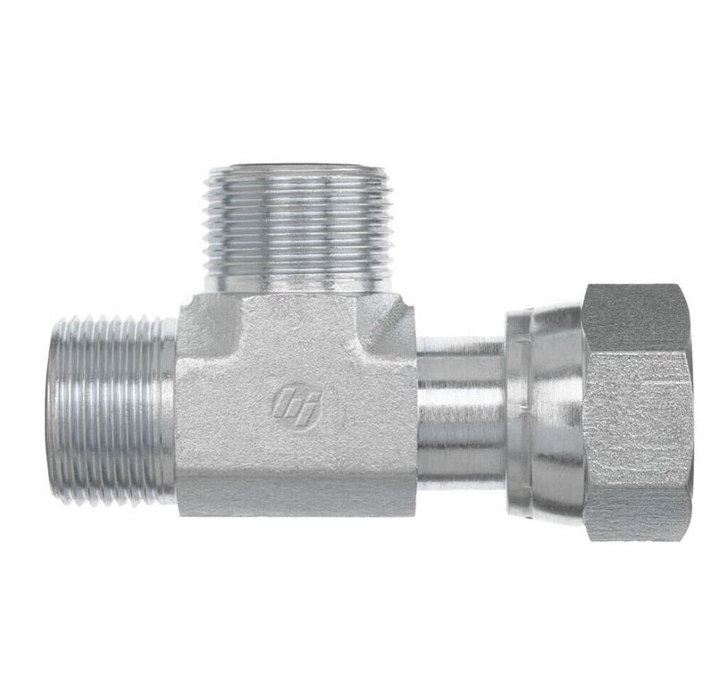 FS6602-12-12-12-FG by Brennan Inc. | -12 Male Face Seal x -12 Female Face Seal Swivel x -12 Male Face Seal Run | Tee | Forged Steel