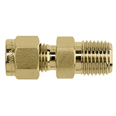 N2404-04-04-BT-B by Brennan Inc. | -04 Instrumentation Fitting x -04 Male NPT | Straight | Bore Through | Brass
