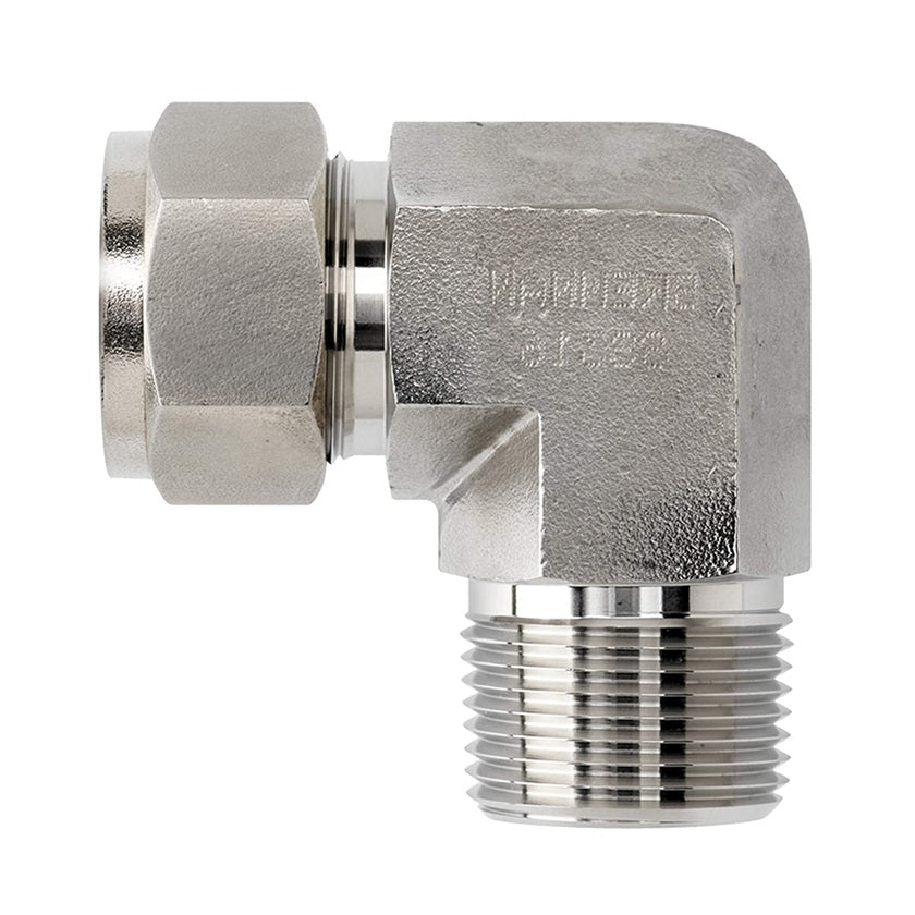 N2501-04-08-SS by Brennan Inc. | -04 Instrumentation Fitting x -08 Male NPT | 90° Elbow | Stainless Steel