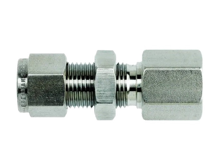 N2705-LN-04-02-SS by Brennan Inc. | -04 Instrumentation Fitting Bulkhead x -02 Female NPT | Straight | Stainless Steel