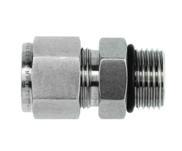 N6400-04-04-O-SS by Brennan Inc. | -04 Instrumentation Fitting x -04 Male O-Ring Boss | Straight | Stainless Steel