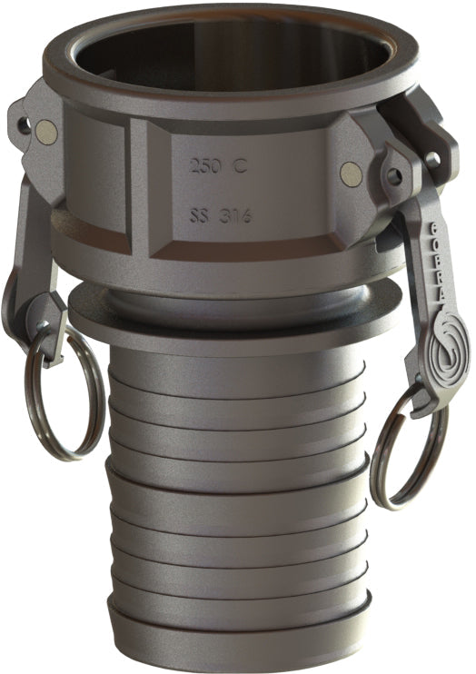 C-AL-500 by Campbell Fittings | Standard Cobra Cam & Groove Coupling | Type C | 5" Coupler x 5" Hose Shank | Aluminum