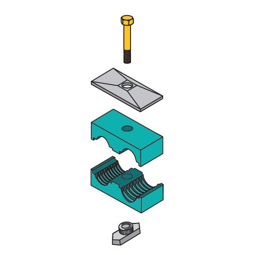 T3012R-SS by ZSi-Foster | C-Rail Mount Beta Clamp | Twin Series | For 3/4" x 3/4" Tube | Polypropylene/304 Stainless Steel