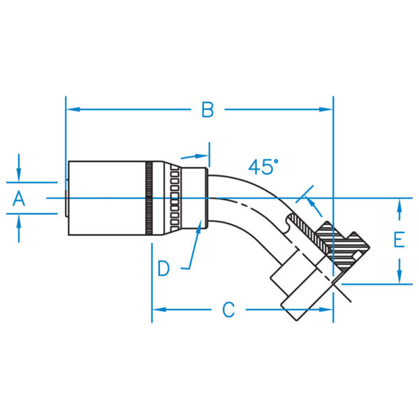 C6145-08-12 by Kurt Hydraulics | Jump Size | Code 61 Flange | 45° Elbow | for 1/2" Hose ID