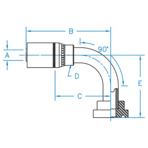 C6190-12-16 by Kurt Hydraulics | Jump Size | Code 61 Flange | 90 Degree Bent Tube | Rigid | for 3/4" Hose ID