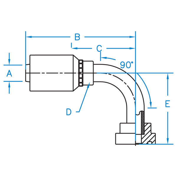 C6190-24-24-JJ by Kurt Hydraulics | Ultra High Pressure Skive Style | Code 61 Flange | 90° Elbow | for 1-1/2" Hose ID