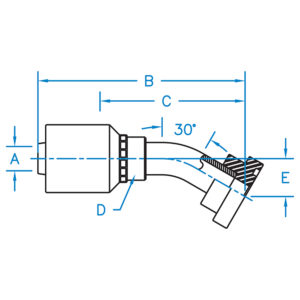 C6230-12-12-W by Kurt Hydraulics | Code 62 Flange | 30 Degree Bent Tube | Rigid | for 3/4" Hose ID