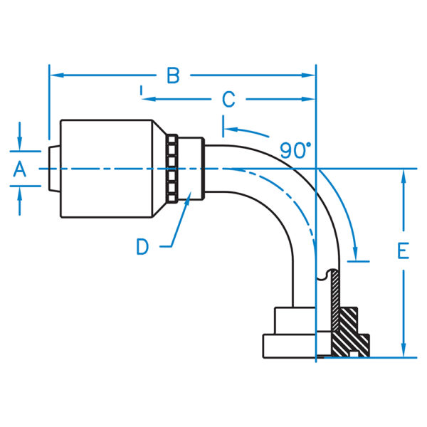 C6290-16-20-W by Kurt Hydraulics | Jump Size | Code 62 Flange | 90° Elbow | for 1" Hose ID