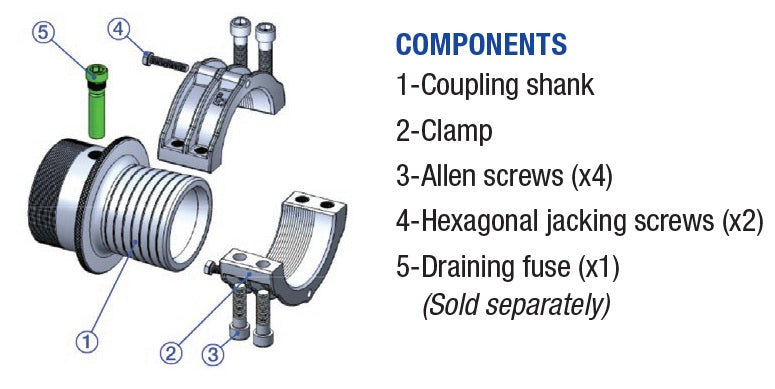 C652353 OROFLEX® WELL by Kuriyama | Conical Coupling | 5" Male NPT x Hose Barb | With Drain Hole | 316 Stainless Steel