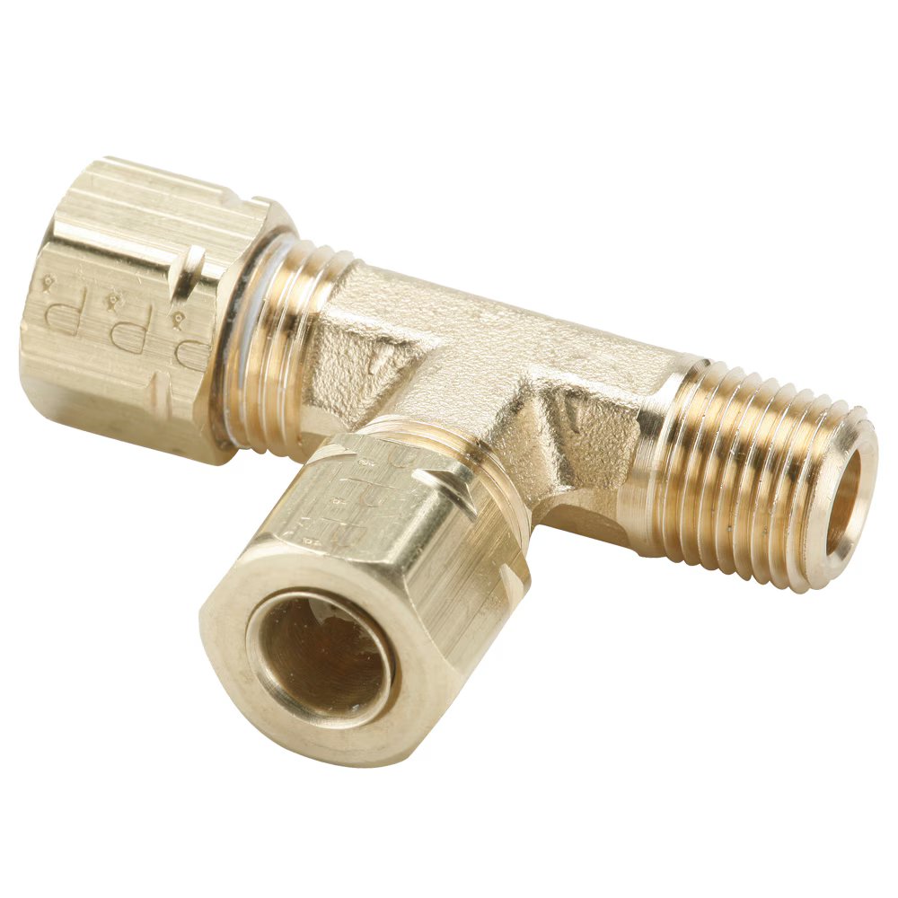 171CA-4-2 by Parker | Compress-Align® Fittings | 1/4" Tube Size x 1/8" Male Pipe Thread x 7/16" Thread | 1.52" Length | Tee | Brass | Pack of 10