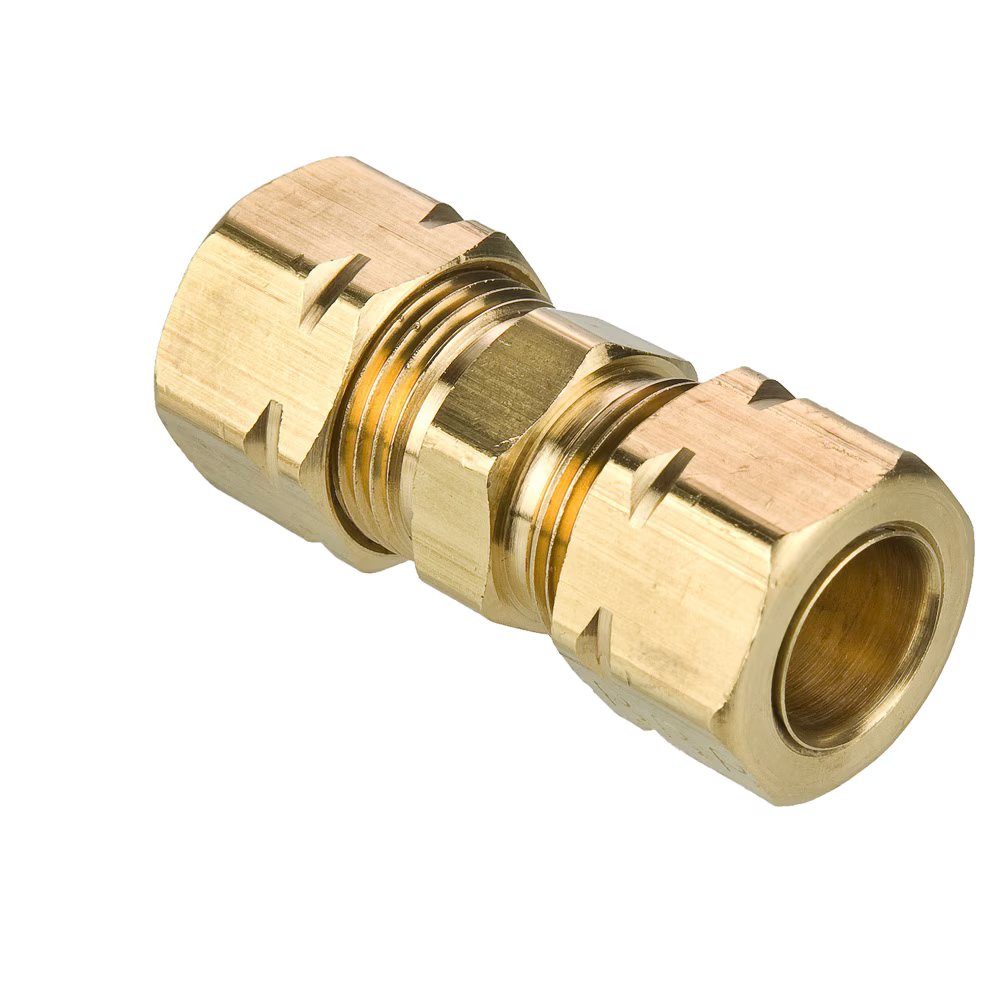 62CA-4 by Parker | Compress-Align® Fittings | Union | 1/4" Tube Size x 7/16" Thread | 7/16" Hex | 1.26" Length | Straight | Brass | Pack of 50