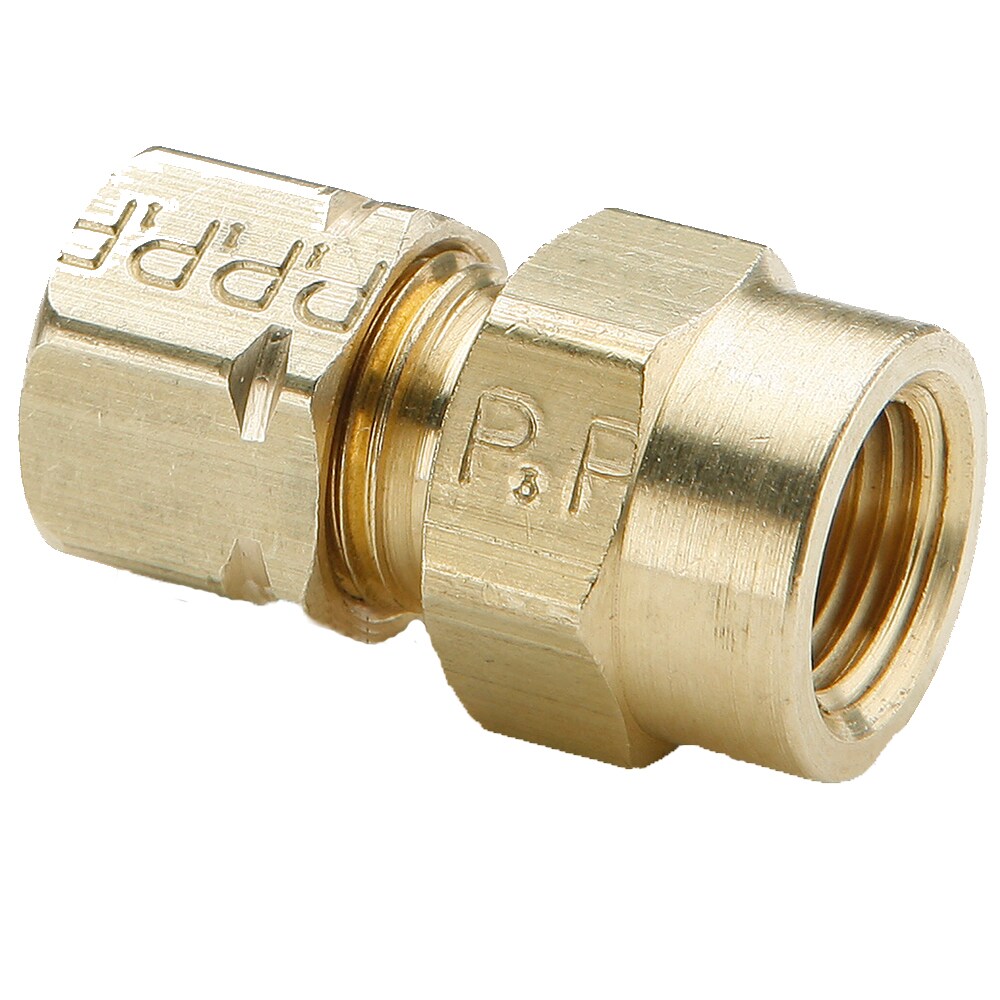 66CA-3-4 by Parker | Compress-Align® Fittings | 3/16" Tube Size Connector x 1/4" Female Pipe Thread x 3/8" Thread | 11/16" Hex | 1.19" Length | Straight | Brass | Pack of 10