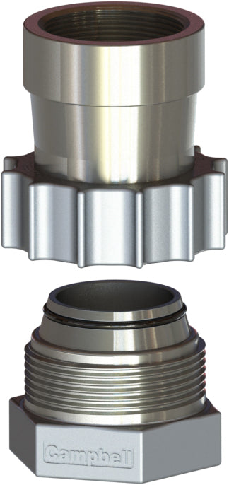 CJFU-6 by Campbell Fittings | CHEMJOINT™ Coupling | Union without Viton® Spud | 1-1/2" Female NPT Thread | Straight | 316 Stainless Steel