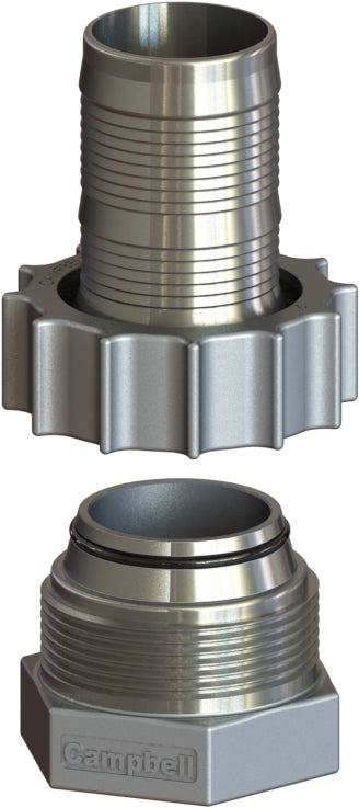 CJSS-4 by Campbell Fittings | CHEMJOINT™ Coupling | Female Set | 1" Female NPT Thread x 1" Hose Shank | Straight | 316 Stainless Steel