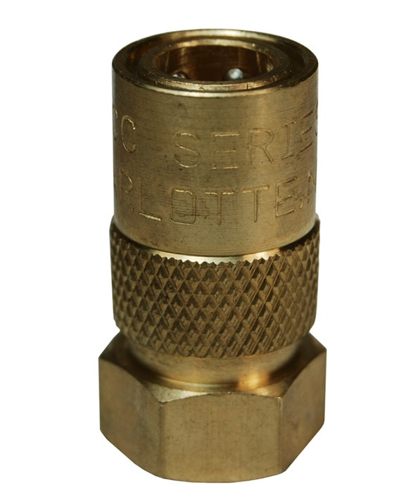 2CMF1-B-E by Dixon Valve | Hydraulic Quick Disconnect Coupling | CM-Series | 1/8" Female NPTF x 1/4" Industrial Mold Interchange | Socket | Unvalved | Silicone Seal | Brass
