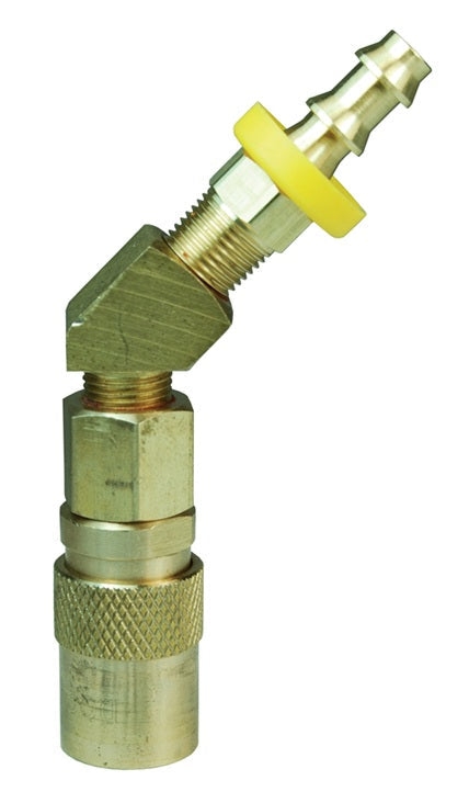3CM4B3-B by Dixon Valve | Hydraulic Quick Disconnect Coupling | CM-Series | Push-Loc Hose Barb | 45° Elbow | 3/8" Hose ID 3/8" Industrial Mold Interchange | Socket | Valved | Silicone Seal | Brass
