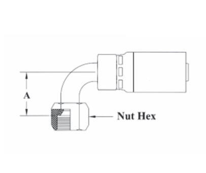 CS23-6X6L by Couplamatic | VARI-CRIMP Coupling | 3/8" Hose ID x 5/8x18 Thread SAE 45° Seat Female Swivel | 2.18" Drop | 90° Elbow | Trivalent Zinc Plating | Replaces: 6172V