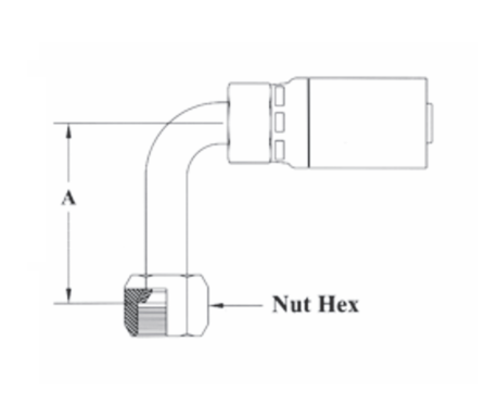 CS27-12X12 by Couplamatic | VARI-CRIMP Coupling | 3/4" Hose ID x 1-1/16x12 Thread JIC Seat Female Swivel Long Drop | 90° Elbow | Trivalent Zinc Plating | Replaces: 12657V