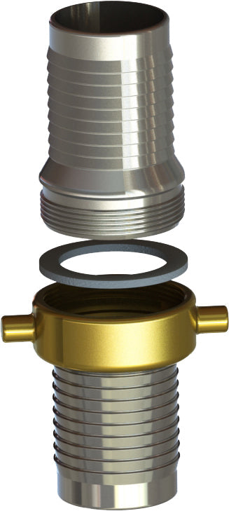 CSB-10 by Campbell Fittings | Suction Hose Coupling | Complete Set | 2-1/2" Male NPSM Thread x 2-1/2" Female NPSM Thread x 2-1/2" Hose Shank | Nut: Brass | Plated Steel Shank