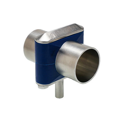 BRM-075T-304ZPG by ACL Hygienic | Zero Puddle Silicone Base Rod Mount w/ Guided Loose Fit | 3/4" Tube Size | 3/8" Rod OD x 6" Rod Length | Blue | 304 Stainless Steel