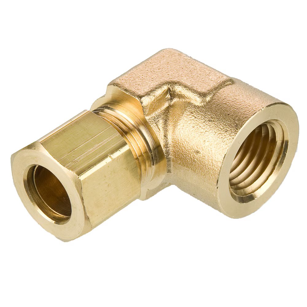 170C-6-4 by Parker | Compression Fitting | 3/8" Tube Size x 1/4" Female Pipe Thread x 9/16" Thread | 90° Elbow | Brass | Pack of 10
