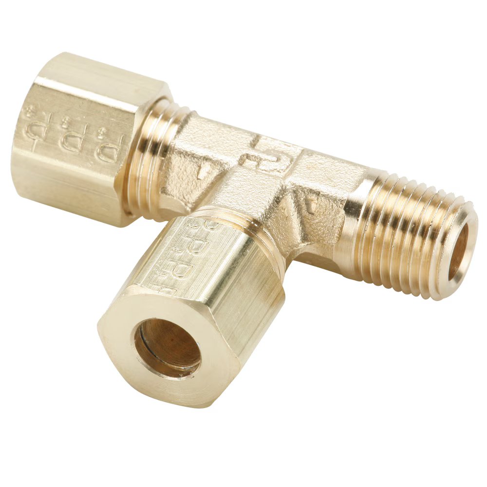 171C-6-4 by Parker | Compression Fitting | 3/8" Tube Size x 1/4" Male Pipe Thread x 9/16" Thread | 2.12" Length | Tee | Brass | Pack of 10