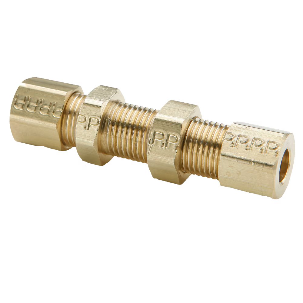 62CBH-4 by Parker | Compression Fitting | 1/4" Tube Size x 7/16" Thread | 9/16" Hex | 2.29" Length | Straight | Brass | Pack of 10