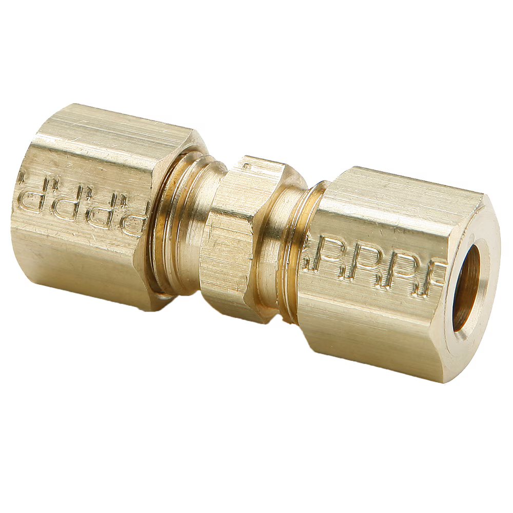 62C-2 by Parker | Compression Fitting | 1/8" Tube Size x 5/16" Thread | 5/16" Hex | 1.05" Length | Straight | Brass | Pack of 25