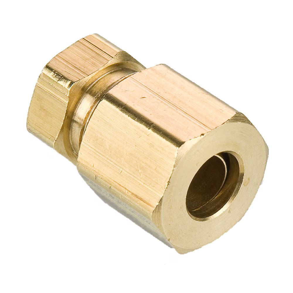 639C-4 by Parker | Compression Fitting | 1/4" Tube Size x 7/16" Thread | 7/16" Hex | .74" Length | Brass | Pack of 25