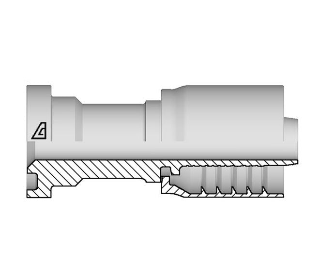 D-2020-C61S Alfagomma by Kuriyama | D Series | One-Piece AlfaCrimp Hydraulic Hose Fitting | SAE J518 | -20 Hose ID x -20 Code 61 O-Ring Flange | Steel