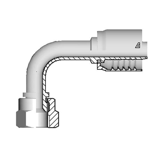 D-3232-FJ9M Alfagomma by Kuriyama | D Series | One-Piece AlfaCrimp Hydraulic Hose Fitting | 90° Elbow | Medium Drop | -32 Hose ID x -32 Female JIC 37° Swivel | Steel