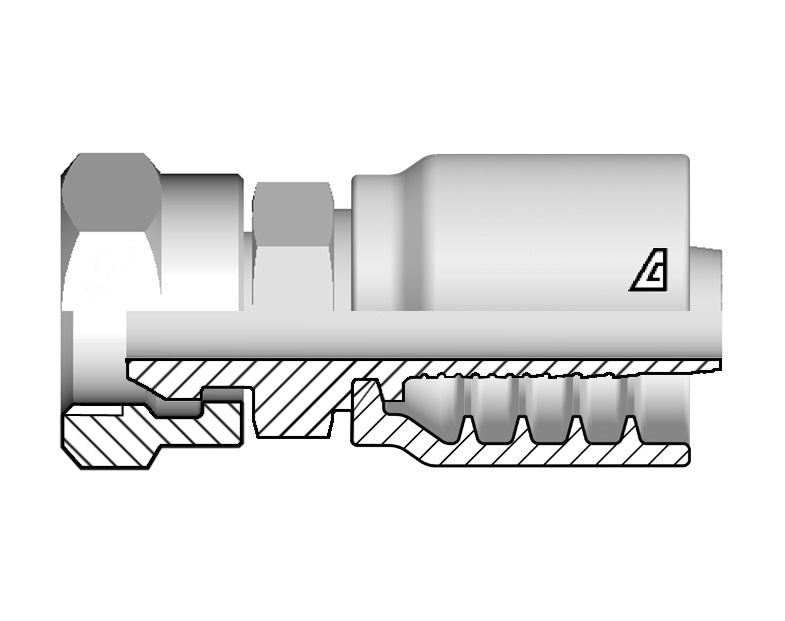 D-1212-FPMS Alfagomma by Kuriyama | D Series | One-Piece AlfaCrimp Hydraulic Hose Fitting | -12 Hose ID x -12 Female NPSM | Steel