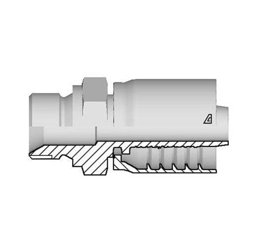 D-1010-MBPP Alfagomma by Kuriyama | D Series | One-Piece AlfaCrimp Hydraulic Hose Fitting | -10 Hose ID x -10 Male BSPP 60° Seat | Steel