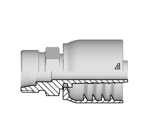 D-2052-MMSH Alfagomma by Kuriyama | D Series | One-Piece AlfaCrimp Hydraulic Hose Fitting | DIN 3861 Heavy | -20 Hose ID x M52 Male Metric 24° Seat | Steel