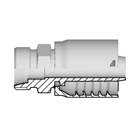 D-0616-MMSL Alfagomma by Kuriyama | D Series | One-Piece AlfaCrimp Hydraulic Hose Fitting | DIN 3853 Light | -06 Hose ID x M16 Male Metric 24° Seat | Steel