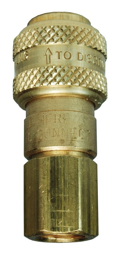 2DBF3-B by Dixon Valve | Pneumatic Quick Disconnect Coupling | D-Series | 3/8" Female BSPP x 1/4" Automatic Industrial Interchange | Socket | Nitrile Seal | Brass
